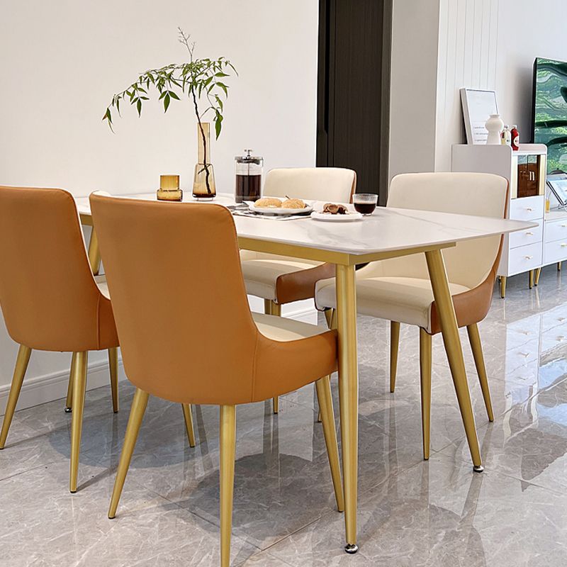 Glam 4 Legs Dining Room Table Sintered Stone Table for Kitchen Clearhalo 'Dining Tables & Seating' 'Dining Tables' 'dining_table' 'furn' 'furn_dining_table' 'Furniture' 'Kitchen & Dining Furniture' 1200x1200_3a255fd7-393e-4644-8752-f52eec55915f