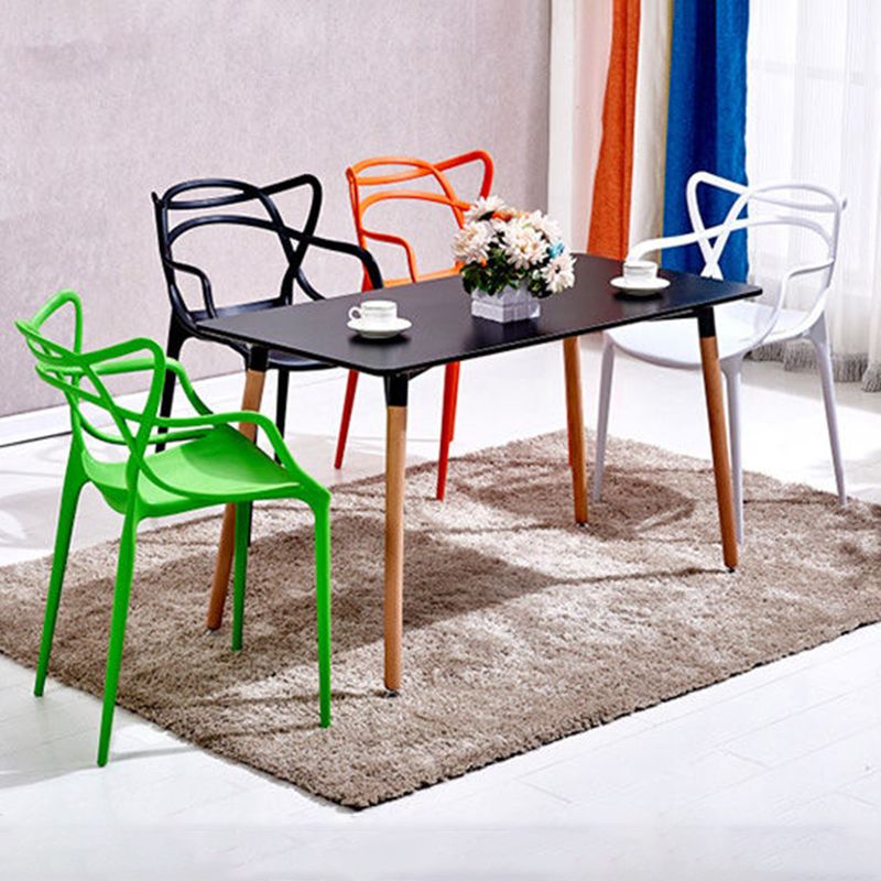 Scandinavian Restaurant Plastic Arm Chair Matte Finish Cross Back Dining Chair Clearhalo ' kitchen&dining_furn' 'Dining Chairs' 'Dining Tables & Seating' 'dining_chair' 'furn' 'furn_dining_chair' 'Furniture' 'furniture_dining_chair' 'Kitchen & Dining Furniture' 'kitchen' 1200x1200_3a26a489-c6a7-4cb7-a9da-e3ee39ca6770