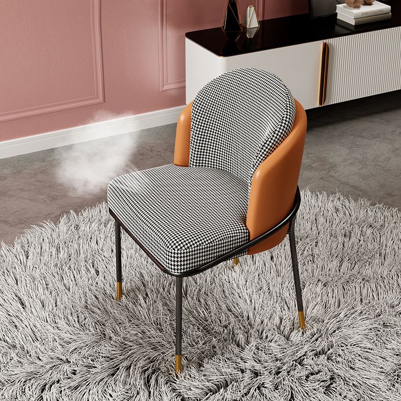 Glam Style Metal Dining Room Chairs Armless Linen Fabric Dining Chair for Home Use Clearhalo ' kitchen&dining_furn' 'Dining Chairs' 'Dining Tables & Seating' 'dining_chair' 'furn' 'furn_dining_chair' 'Furniture' 'furniture_dining_chair' 'Kitchen & Dining Furniture' 'kitchen' 1200x1200_3a26ab96-577b-49a2-8051-fbca3adc1c8e