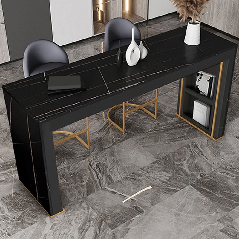 Modern Rectangle Bar Pub Table Set 1/3 Pcs Stone Top Bar Table and Upholstered Stools Clearhalo 'Bar Furniture' 'furn' 'furn_home_bar_bar_sets' 'Furniture' 'Home Bars & Bar Sets' 'home_bar_bar_sets' 'Kitchen & Dining Furniture' 1200x1200_3a281460-fc32-412c-8a95-813e49cccdfb