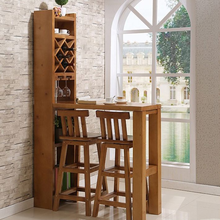 Brown Pine Wood Bistro Table with Storage Modern Pub Table for Living Room Clearhalo 'Bar Furniture' 'Bar Tables' 'bar_tables' 'furn' 'furn_bar_tables' 'Furniture' 'Kitchen & Dining Furniture' 1200x1200_3a295d65-932c-42a2-b1a7-15c692d7e458