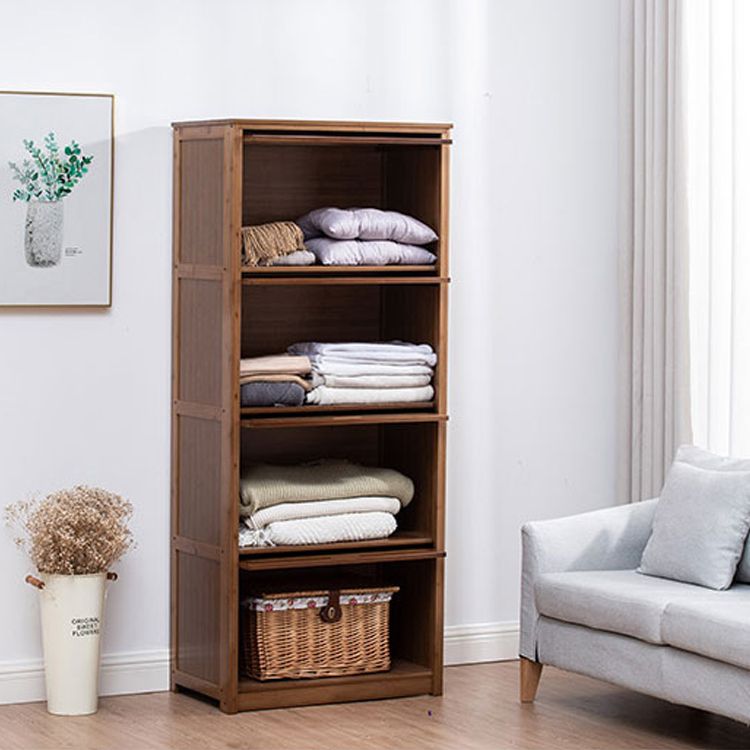 Cabinet d'accent brun moderne du milieu du siècle avec portes en bois massif