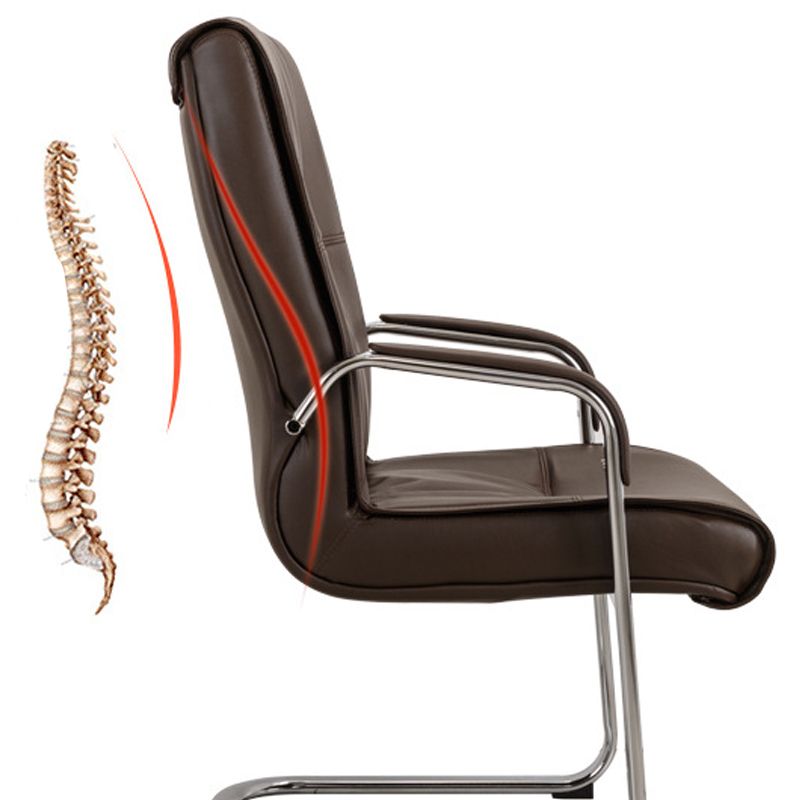 Faux Leather Executive Chair No Wheels Modern Office Chair with Fixed Arms Clearhalo 'furn' 'furn_office_chair' 'Furniture' 'Office Chairs' 'Office Furniture' 'office_chair' 1200x1200_3a2d5cac-6008-4a95-bab9-4a5a3c9f6131