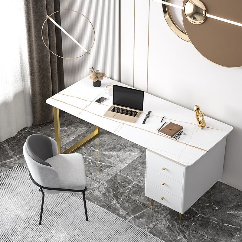 Desca di ufficio contemporanea 23.62 "scrivania rettangolare con 3-cassetti