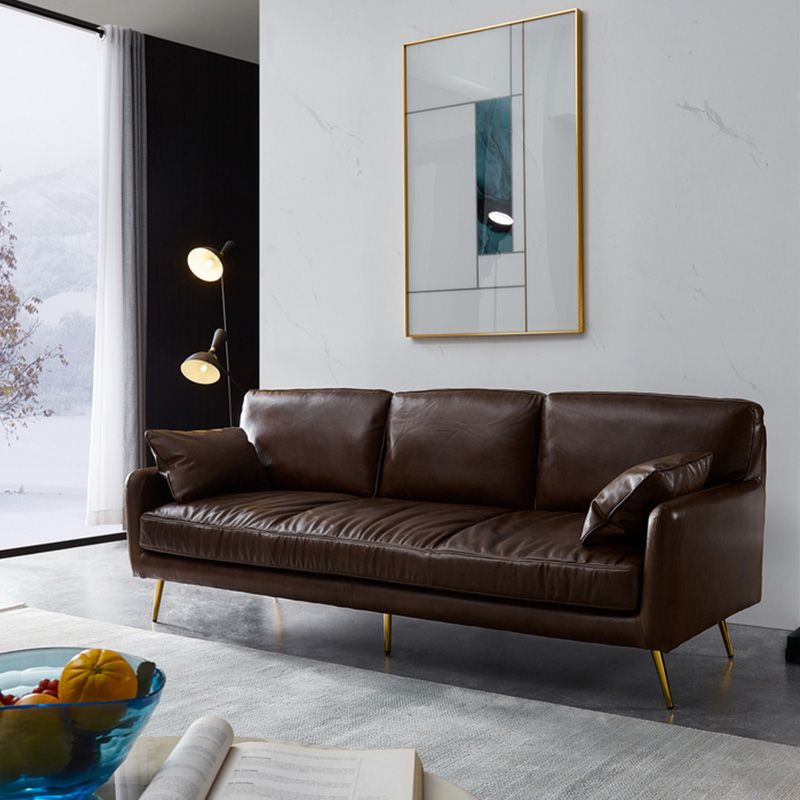 31.88 "Sofá de alto sofá contemporáneo de cuero con brazo cuadrado con cojines