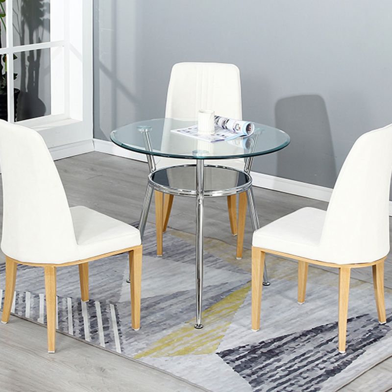 Tripod Base Dining Table Simple Glass-top Dining Table for Kitchen Home Clearhalo ' dining_table' 'Dining Tables & Seating' 'Dining Tables' 'furn' 'furn_dining_table' 'Furniture' 'furniture_dining_table' 'Kitchen & Dining Furniture' 'kitchen&dining_furn' 'kitchen' 'kitchen_dining_table' 1200x1200_3a3511b1-86dc-479d-93d1-a61375f80f38