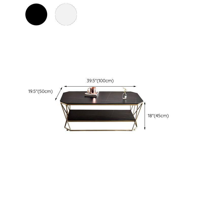 Glam Slate Coffee Table Gold Frame Coffee or End Table, 17.71" Tall Clearhalo 'Coffee & Accent Tables' 'Coffee Tables' 'coffee_tables' 'furn' 'furn_coffee_tables' 'Furniture' 'Living Room Furniture' 1200x1200_3a357b35-7e2a-4f62-8b0e-caa41e98105d
