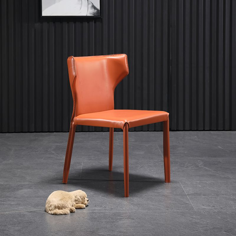 Contemporary Dining Chair with Metal Legs Wingback Parsons Chair for Home Use Clearhalo ' kitchen&dining_furn' 'Dining Chairs' 'Dining Tables & Seating' 'dining_chair' 'Furniture' 'furniture_dining_chair' 'Kitchen & Dining Furniture' 'kitchen' 1200x1200_3a3714fe-d113-4fbb-8085-0f1803263f81