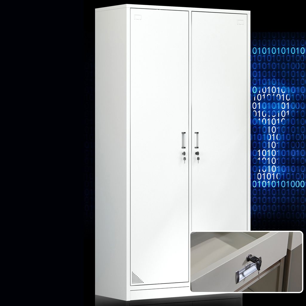 Contemporary Style Wardrobe Armoire White Color Steel Wardrobe Closet with Locks Clearhalo 'Armoires & Wardrobes' 'armoires_wardrobes' 'Bedroom Furniture' 'furn' 'furn_armoires_wardrobes' 'Furniture' 1200x1200_3a389693-de40-4201-a122-995290e9b7d6