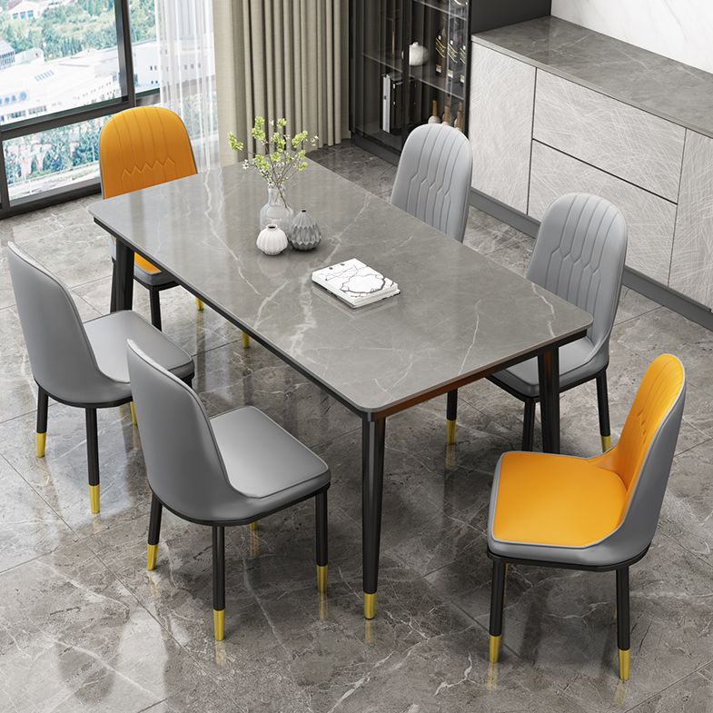 Rectangle Stone Top Dining Table Glam Style Kitchen Dining Table with 4 Legs Clearhalo 'Dining Tables & Seating' 'Dining Tables' 'dining_table' 'furn' 'furn_dining_table' 'Furniture' 'Kitchen & Dining Furniture' 1200x1200_3a38da26-1fc8-425c-977c-2917b7c39963