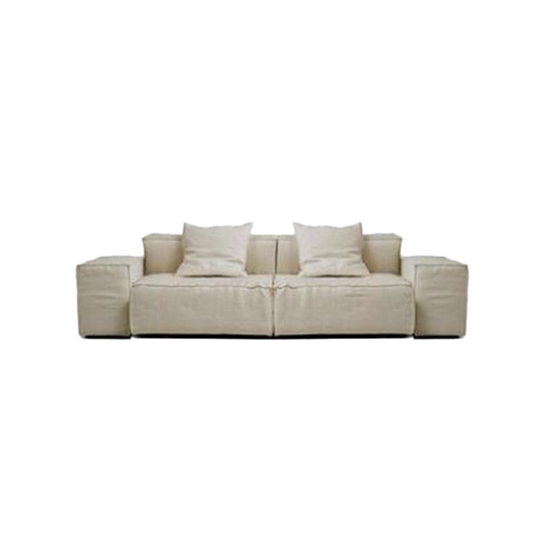 Cotton Blend Square Arm Sectional Sofa 25.6"High Cushion Back Sofa,White
