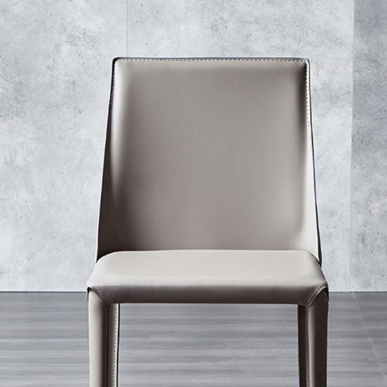 Armless Kitchen Dining Chairs Faux Leather Chairs with Metal Base