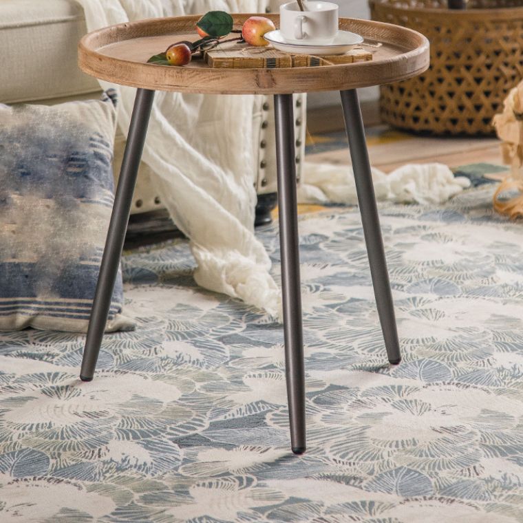 19.68 "背の高いソリッドウッドラウンドトレイトップエンドテーブル鉄3脚サイドテーブル