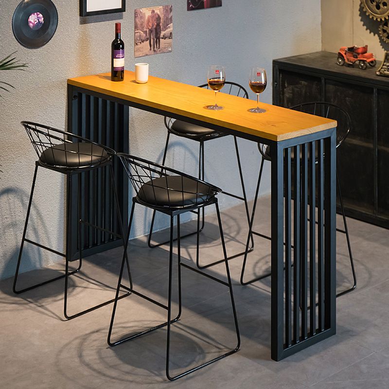 Modern Style Bar Table in Solid Wood and Metal Brown Balcony Bar Table Clearhalo 'Bar Furniture' 'Bar Tables' 'bar_tables' 'furn' 'furn_bar_tables' 'Furniture' 'furniture_bar_tables' 'Kitchen & Dining Furniture' 1200x1200_3a3ac533-39f1-4f4b-a59b-61961ccea451