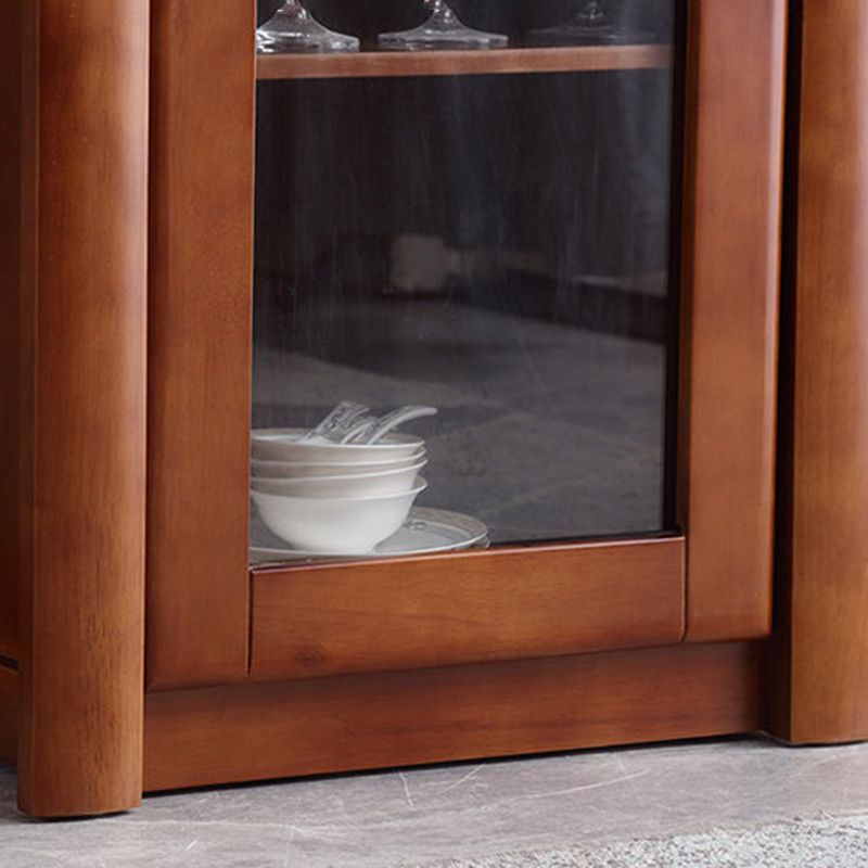 Contemporary Glass Paned Cabinet in Rubberwood 1/2-Door Solid Wood Storage Cabinet Clearhalo 'Cabinets & Chests' 'cabinets_chests' 'furn' 'furn_cabinets_chests' 'Furniture' 'Living Room Furniture' 1200x1200_3a3be8ec-3705-4bc5-a54c-3f2dc576e154