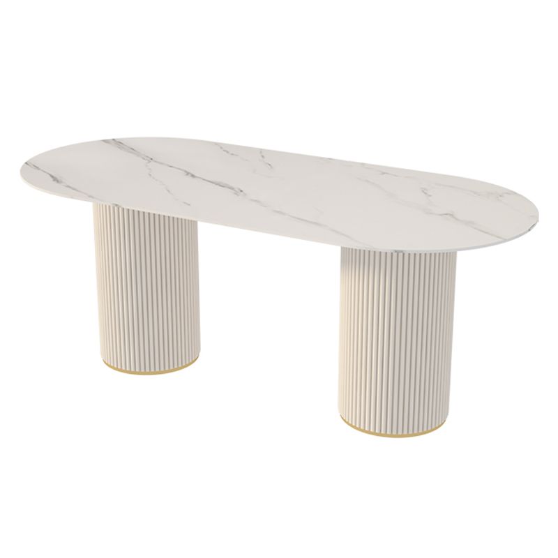 Sintered Stone Top Modern White Table for Restaurant Oval Table with Double Pedestal Base Clearhalo ' dining_table' 'Dining Tables & Seating' 'Dining Tables' 'furn' 'furn_dining_table' 'Furniture' 'furniture_dining_table' 'Kitchen & Dining Furniture' 'kitchen&dining_furn' 'kitchen' 'kitchen_dining_table' 1200x1200_3a3c6d7a-21f4-4a4e-902b-fc19670cde26