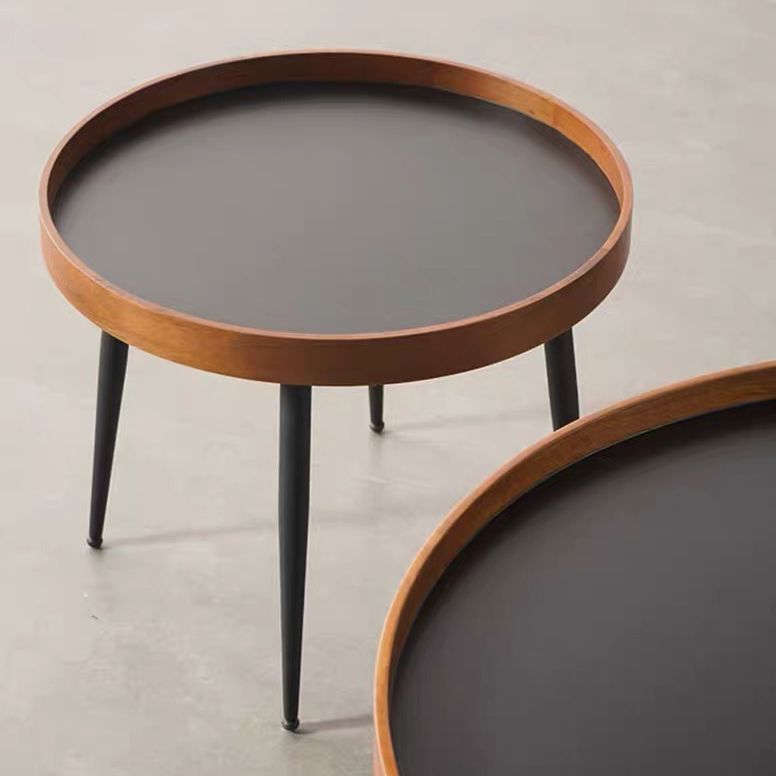 Runder Couchtisch mit Holzakzenten, 4 Beine, moderner Kaffee- und Cocktailtisch