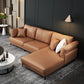 Faux Leather Sofa with Pillow Top Arm for Living Room in Orange