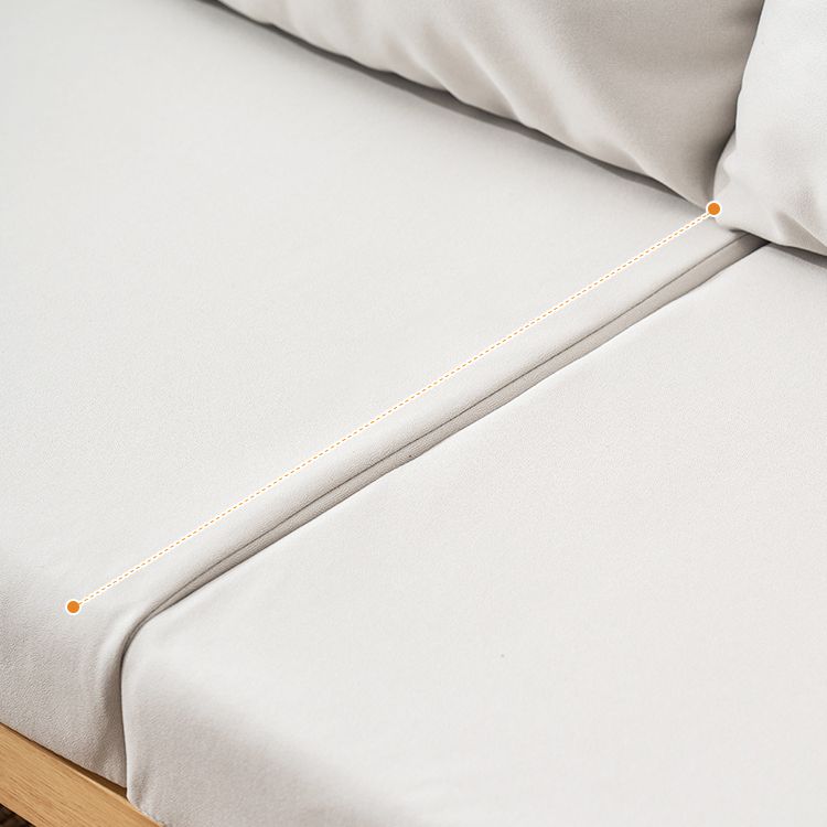 Contemporary Square Arm Sofa 33.46" High Faux Leather/Linen Sofa