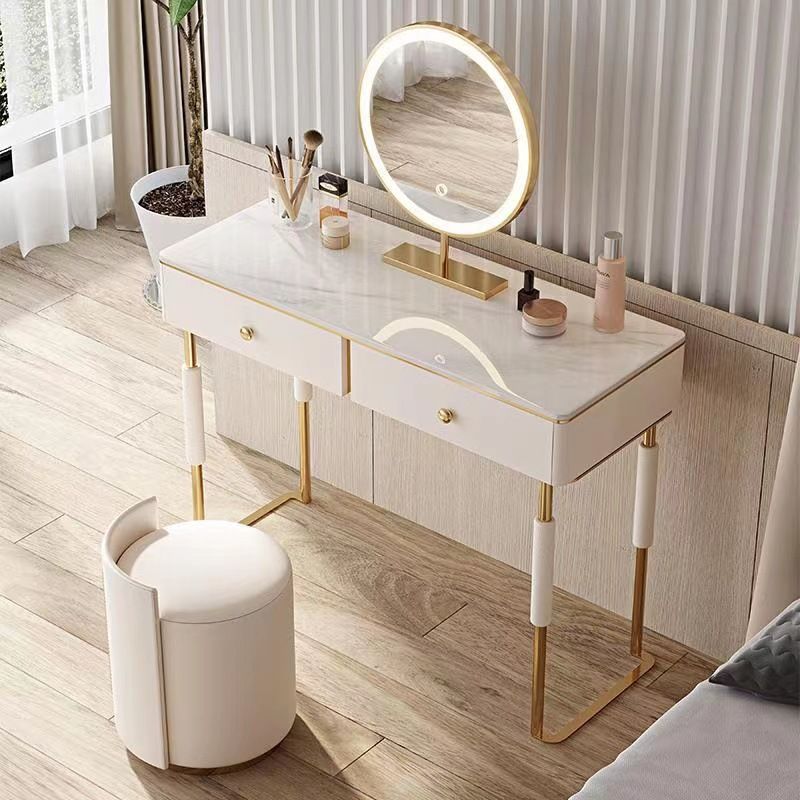 Glam make-up ijdelheid met 2 opbergladen witte hout ijdelheid set, 15,74 "breed