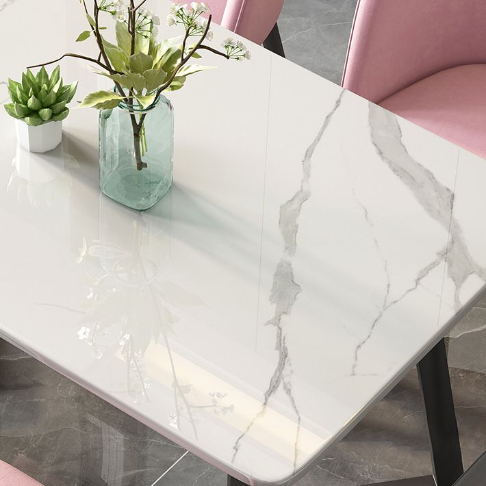 Modern Black Iron Dinette Set 1/2/5/7 Pieces Rectangle Sintered Stone Top Dining Table Set Clearhalo 'Dining Room Sets' 'Dining Tables & Seating' 'dining_room_set' 'furn' 'furn_dining_room_set' 'Furniture' 'furniture_dining_room_set' 'Kitchen & Dining Furniture' 1200x1200_3a438894-54a2-4302-88bf-5157fe75e9df