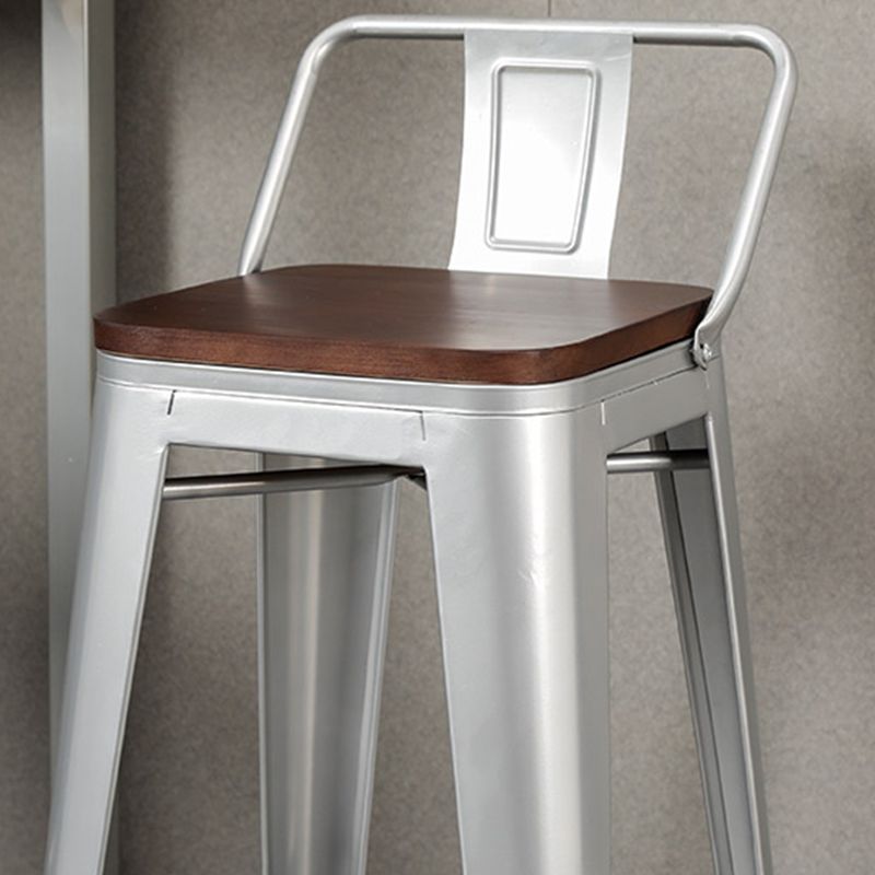 Contemporary Metal Bar Stool Low Back Dining Stool with Footrest Clearhalo 'Bar Furniture' 'Bar Stools' 'bar_stools' 'furn' 'furn_bar_stools' 'Furniture' 'Kitchen & Dining Furniture' 1200x1200_3a443229-b2aa-4a9d-8732-c6fcd197e54e