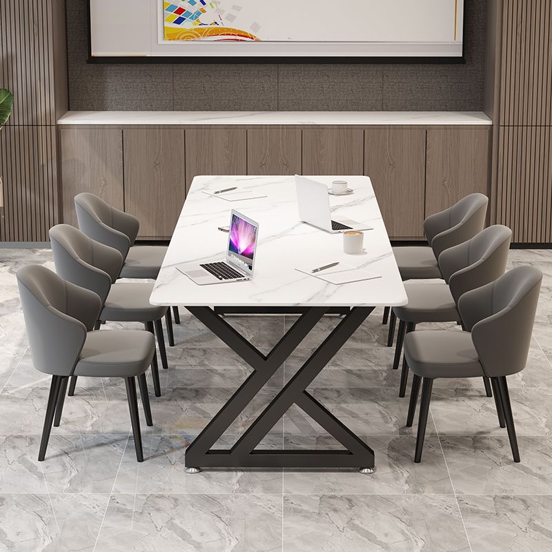 Bureau de bureau rectangulaire de style moderne Bureau de base de traîneau en pierre fritté