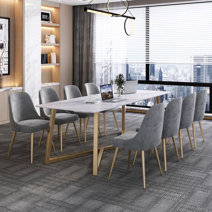 長方形の形状モダンミーティングテーブル固定された石の書き込みテーブル