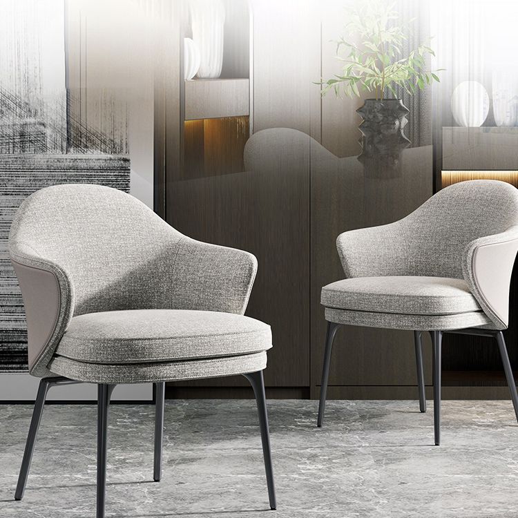 Contemporary Style Home Dining Arm Chair Metal Dining Chair with Black Legs Clearhalo ' kitchen&dining_furn' 'Dining Chairs' 'Dining Tables & Seating' 'dining_chair' 'Furniture' 'furniture_dining_chair' 'Kitchen & Dining Furniture' 'kitchen' 1200x1200_3a466602-7253-41c6-9623-33d88044efe6