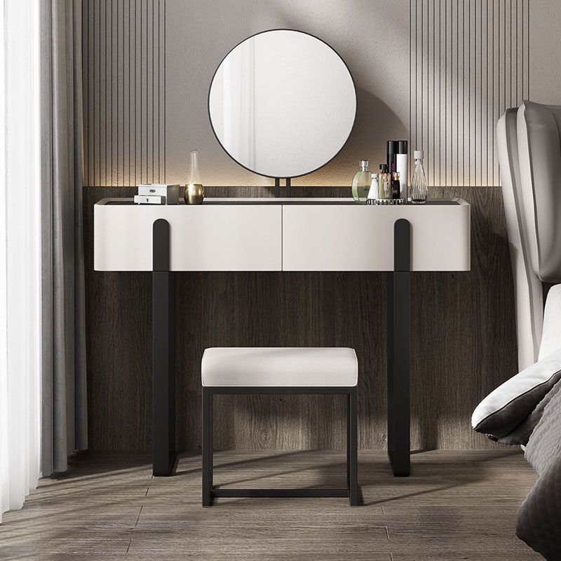 Tavolo da toeletta da 2-cadder in pietra top di pietra contemporanea in bianco