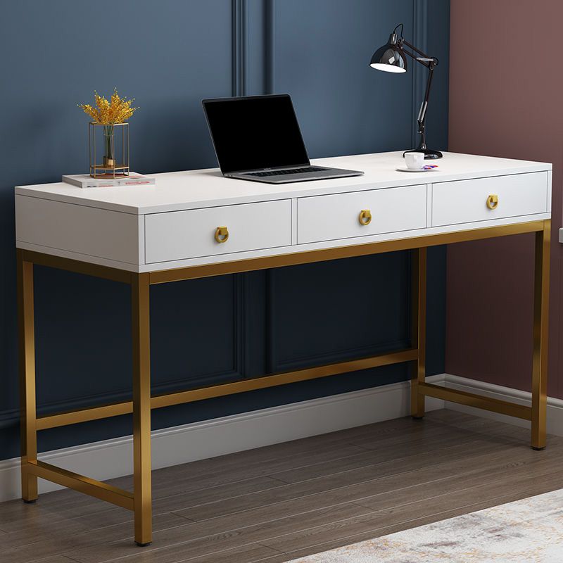 Glam Manufactured Wood Office Desk 19.68" W Home Writing Desk with 2-Drawer Clearhalo 'furn' 'furn_office_desk' 'Furniture' 'Office Desks' 'Office Furniture' 'office_desk' 1200x1200_3a477c0b-3d62-4994-b0ff-8e494c3fb4b7
