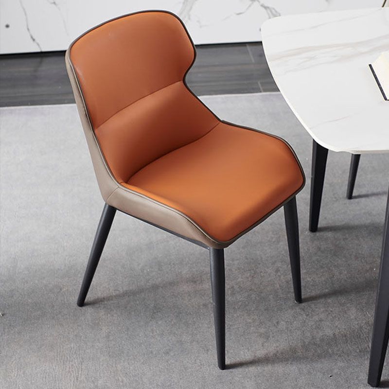 Sedia da pranzo in metallo contemporaneo braccio laterale in vena