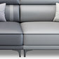 Contemporary Sofa & Chaise in Grey Square Arm Sectional with Bolster Pillows