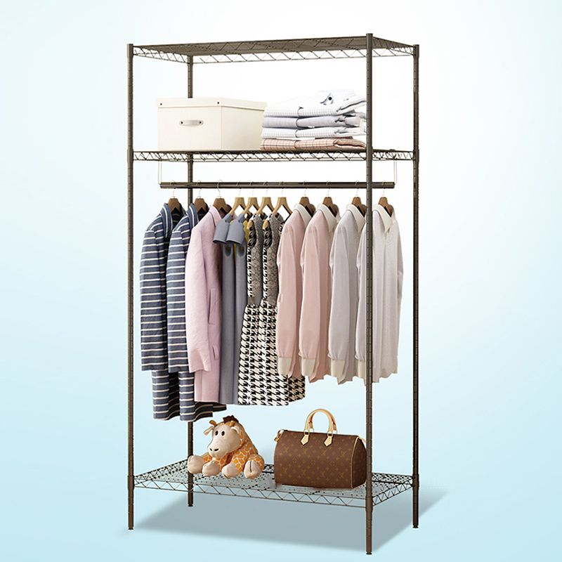 Modern Style Wardrobe Metal 2-Teir Adjustable Shelves Wardrobe Closet Clearhalo 'Armoires & Wardrobes' 'armoires_wardrobes' 'Bedroom Furniture' 'furn' 'furn_armoires_wardrobes' 'Furniture' 1200x1200_3a4948fd-0dda-4f38-a2d4-943d4b52b5e0