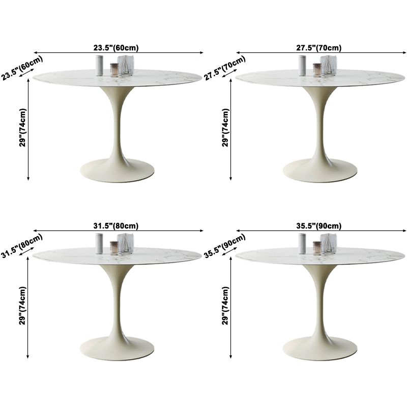 Round Tulip Modern Dining Table White Tone Fixed Table of Sintered Stone Clearhalo ' dining_table' 'Dining Tables & Seating' 'Dining Tables' 'furn' 'furn_dining_table' 'Furniture' 'furniture_dining_table' 'Kitchen & Dining Furniture' 'kitchen&dining_furn' 'kitchen' 'kitchen_dining_table' 1200x1200_3a497631-c59f-4ea1-b758-a7e76f41e638