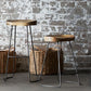 Modern Armless Backless Counter Stool Iron Bar Stool with Wooden Seat for Bar
