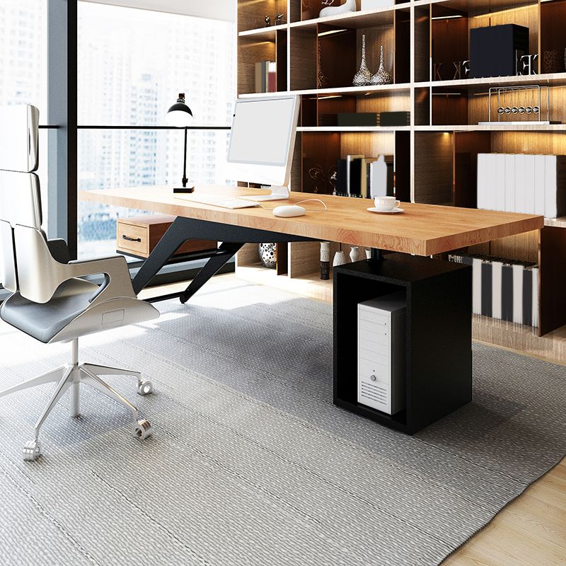 Industrial Natural Rectangular Executive Desk Home Office Desk with Metal Legs Clearhalo 'furn' 'furn_office_desk' 'Furniture' 'Office Desks' 'Office Furniture' 'office_desk' 1200x1200_3a4b32e2-c71a-42b5-b12d-e36a2bc69a24