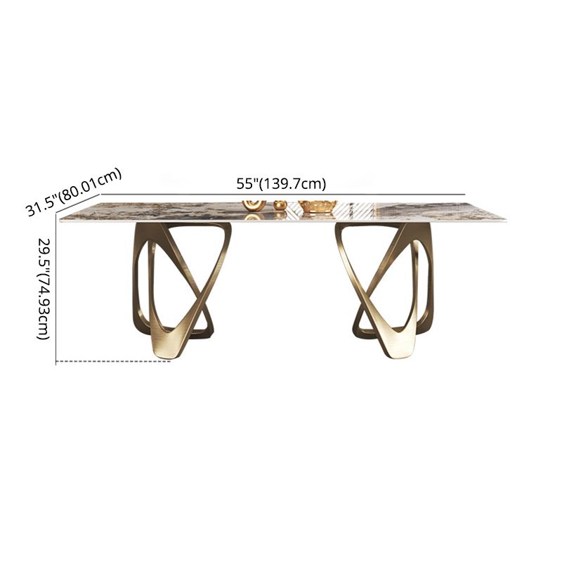 Modern Sintered Stone Dining Room Set with Rectangle Table and Gold Legs Formal Dining Set Clearhalo 'Dining Room Sets' 'Dining Tables & Seating' 'dining_room_set' 'furn' 'furn_dining_room_set' 'Furniture' 'furniture_dining_room_set' 'Kitchen & Dining Furniture' 'kitchen&dining_furn' 'kitchen' 1200x1200_3a4b4376-8f0a-43eb-9e9e-13875d75024d