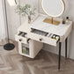 Contemporary Stone Vanity Dressing Table Set with Stool in White of 29.53" H