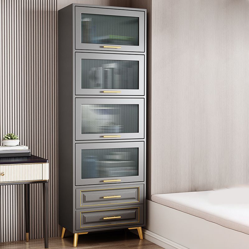 Contemporary Grey Cabinet with Glass Door and 2 Soft Close Drawers Clearhalo 'Cabinets & Chests' 'cabinets_chests' 'furn' 'furn_cabinets_chests' 'Furniture' 'Living Room Furniture' 1200x1200_3a4beb78-78da-4ee4-8f29-f4bc6f288dd1