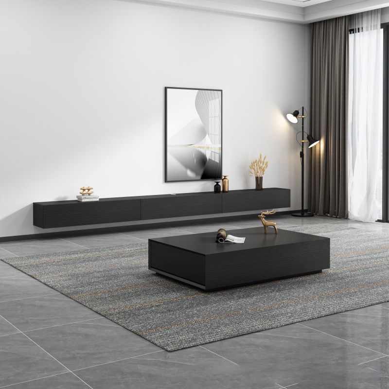 Modern Wood TV Stand Console Floating Black TV Media Stand for Living Room Clearhalo 'furn' 'furn_tv_stands_entertainment_centers' 'Furniture' 'Living Room Furniture' 'TV Stands & Entertainment Centers' 'TV Stands & Media Storage Furniture' 'tv_stands_entertainment_centers' 1200x1200_3a4c4020-a004-4560-b538-092cc09bdef6
