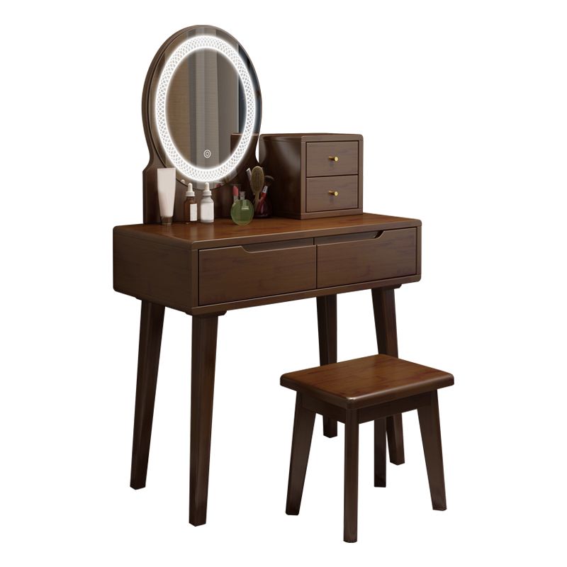 Scandinavian Vanity Makeup Table Set Solid Wood Dressing Table Stool Set