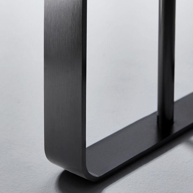 Contemporary Metallic C End Table Stone Round Slate Top Side End Table