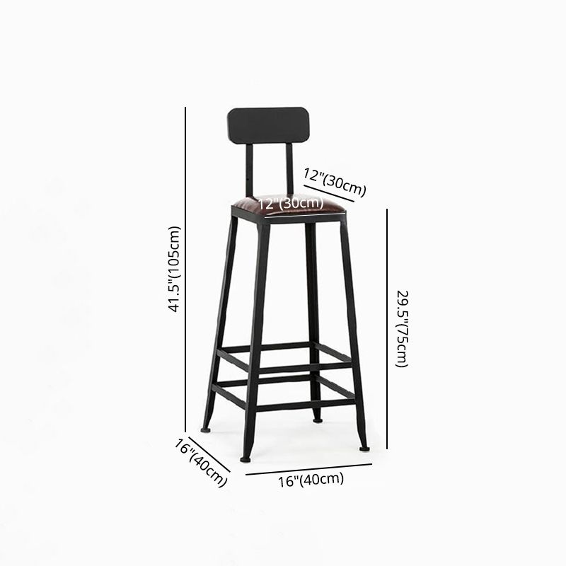 Industrial Brown Leather Bar Stools Square Stool with Metal Base Clearhalo 'Bar Furniture' 'Bar Stools' 'bar_stools' 'furniture_bar_stools' 'Kitchen & Dining Furniture' 'kitchen&dining_furn' 'kitchen' 'kitchen_furn' Furniture' 1200x1200_3a4ef104-cf6a-41ef-9b69-a8d46fef62b5