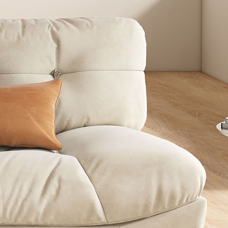 モダンなオフホワイトファブリックソファ枕トップアームボーナスルームのラブシートをリクライニングする