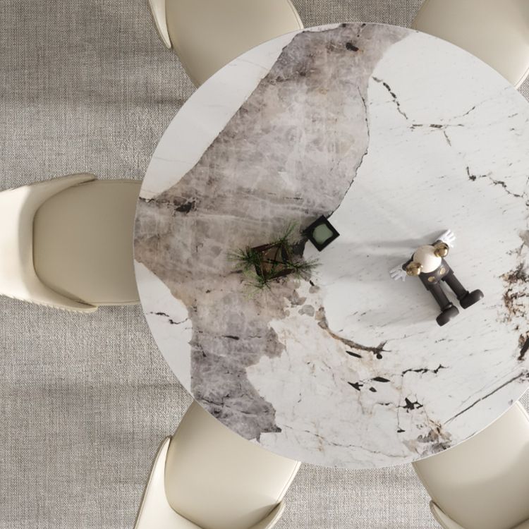 Stone Top Dining Table Contemporary Dining Table with Pedestal Base in Gold Clearhalo 'Dining Tables & Seating' 'Dining Tables' 'dining_table' 'furn' 'furn_dining_table' 'Furniture' 'furniture_dining_table' 'Kitchen & Dining Furniture' 'kitchen' 'kitchen_dining_table' 1200x1200_3a514396-1d4a-4719-be73-b4c94c12e299