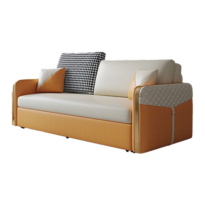 Square Arm Modern Faux Leather Stain Resistant Bed Sofa Couch