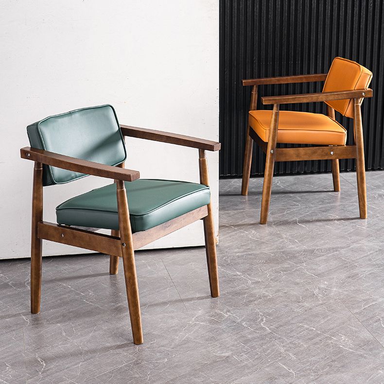 Contemporary Kitchen Leather Square Dining Chair Open Back Dining Side Chair Clearhalo ' kitchen&dining_furn' 'Dining Chairs' 'Dining Tables & Seating' 'dining_chair' 'furn' 'furn_dining_chair' 'Furniture' 'furniture_dining_chair' 'Kitchen & Dining Furniture' 'kitchen' 1200x1200_3a54fbd1-d741-4357-b70b-97f0bea52412