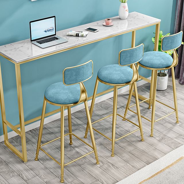 Round Bar Stools Industrial Dining Stools with Gold Metal Base Clearhalo 'Bar Furniture' 'Bar Stools' 'bar_stools' 'furn' 'furn_bar_stools' 'Furniture' 'Kitchen & Dining Furniture' 1200x1200_3a5516af-bcc7-455f-9ee6-f4c73d51b733