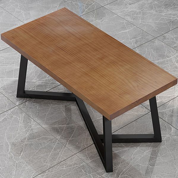 Rectangle Dining Table Simplicity Dinner Room Solid Wood Table with Metallic Base Clearhalo ' dining_table' 'Dining Tables & Seating' 'Dining Tables' 'furn' 'furn_dining_table' 'Furniture' 'furniture_dining_table' 'Kitchen & Dining Furniture' 'kitchen&dining_furn' 'kitchen' 'kitchen_dining_table' 1200x1200_3a564034-9a2b-4009-b290-794e4b26a41c